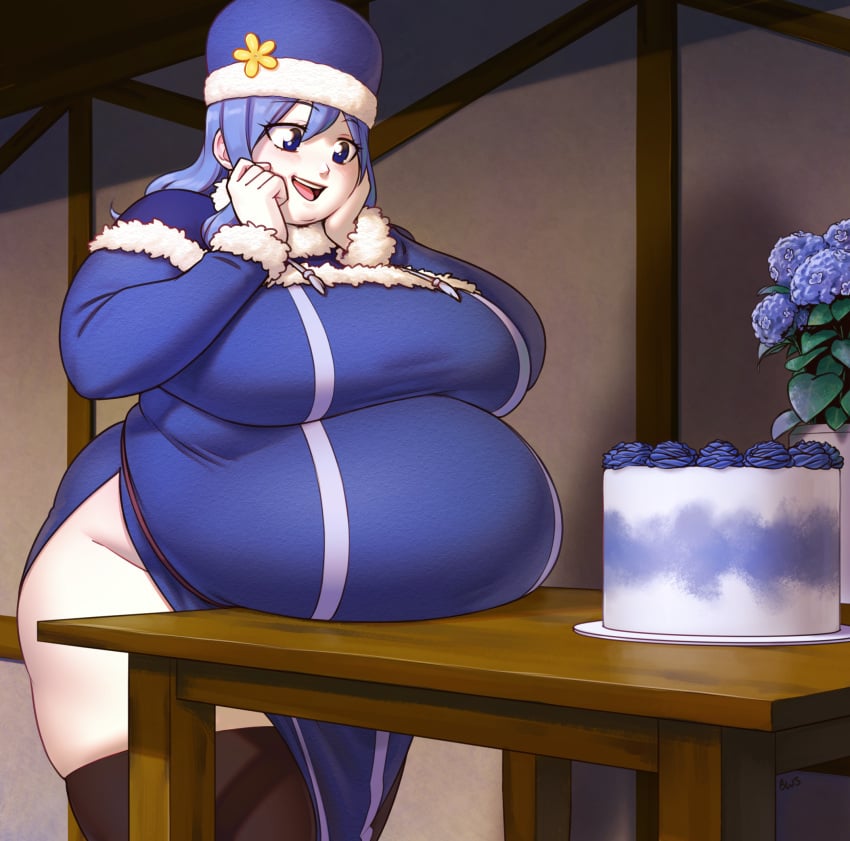 bbw better_with_salt big_ass big_belly big_breasts cake chubby chubby_female dress fairy_tail juvia_lockser obese thick_thighs