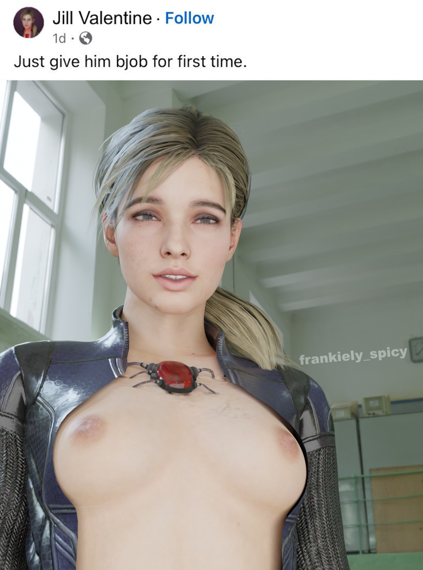 1girls 3d bangs blender blonde_female blonde_hair blonde_hair_female blowjob blowjob_face blue_eyes bodysuit breasts breasts_out capcom catsuit clothed clothed_female clothing fellatio female female_focus female_only frankiely_spicy indoor indoors inside jill_valentine jill_valentine_(blonde) jill_valentine_(sasha_zotova) looking_at_viewer looking_down meme naked naked_female nipples nude nude_female partially_clothed partially_clothed_female ponytail resident_evil resident_evil_5 scarab smile smiling smiling_at_viewer solo solo_female solo_focus suit tease teasing teasing_viewer