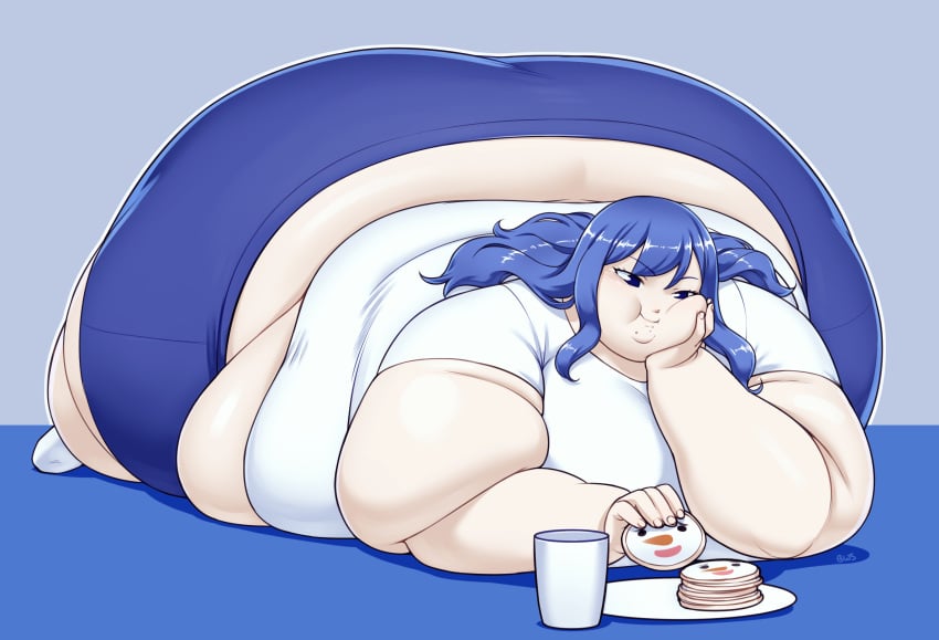 bbw better_with_salt cookie fairy_tail fat fat_woman flabby_arms huge_ass huge_belly huge_breasts juvia_lockser laying_down laying_on_stomach morbidly_obese morbidly_obese_female obese obese_female overweight overweight_female ssbbw