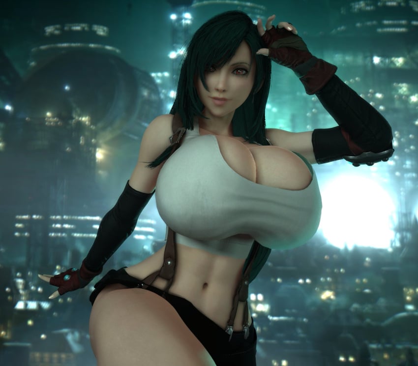 1girls 3d 3d_(artwork) alternate_breast_size asymmetrical_hair athletic athletic_female big_breasts black_hair breasts breasts_bigger_than_head bust busty chest cleavage curvaceous curvy curvy_figure dark_hair female female_focus female_only female_solo final_fantasy final_fantasy_vii final_fantasy_vii_remake fingerless_gloves fit fit_female gigantic_breasts gloves hand_on_hip hands_on_hips hips hourglass_figure huge_breasts human large_breasts legs light-skinned_female light_skin lips long_hair looking_at_viewer mature mature_female midriff red_eyes short_shorts shorts slim_waist small_waist solo solo_female square_enix suspenders thick thick_legs thick_thighs thighs thin_waist tifa_lockhart vaako voluptuous waist wasp_waist wide_hips