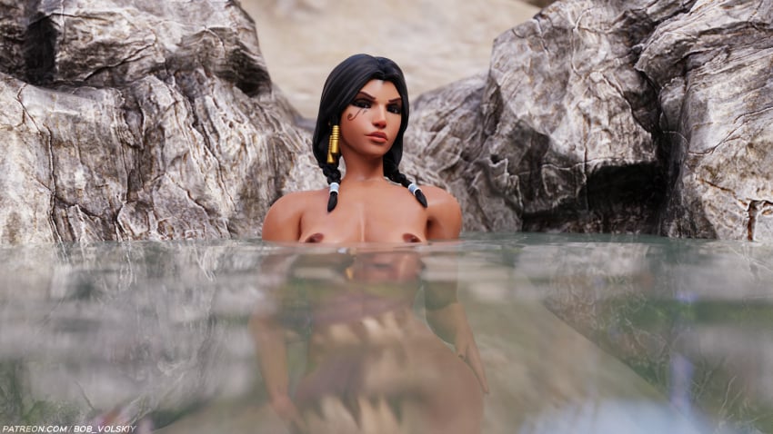 1girls 3d 3d_(artwork) 3d_model athletic athletic_female big_breasts black_hair blizzard_entertainment bobvolskiy braid braided_twintails breasts cgi completely_naked completely_naked_female completely_nude completely_nude_female dark-skinned_female dark_hair dark_skin egyptian egyptian_female facial_tattoo female hair_ornament hot_spring hot_springs in_water looking_at_viewer naked naked_female nipples nude nude_female overwatch overwatch_2 pharah rock rocks round_breasts seductive seductive_eyes seductive_gaze seductive_look seductive_smile twin_braids water wet wet_body wet_skin