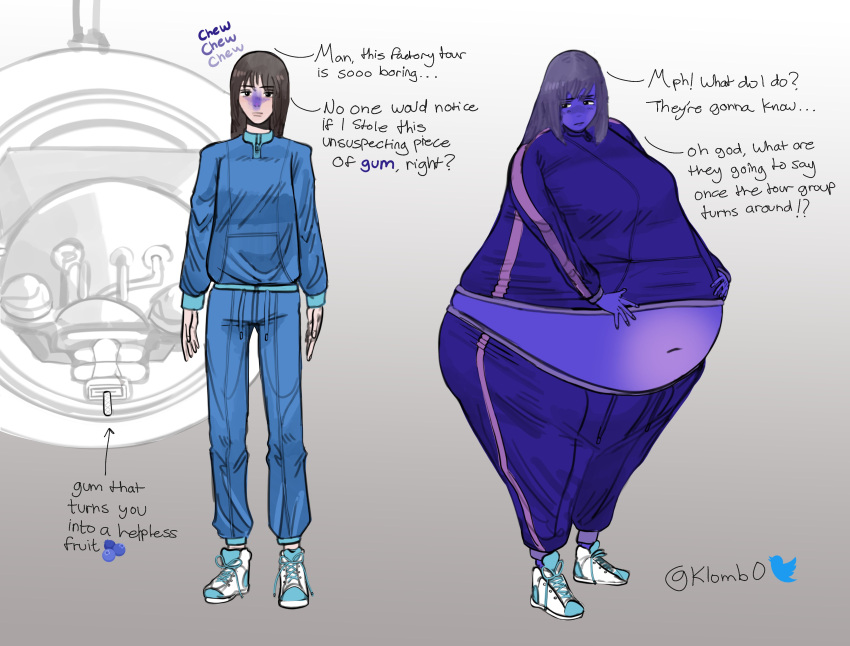 big_breasts blueberry_inflation breasts klomb0 skin_turning_blue thick_thighs wide_hips