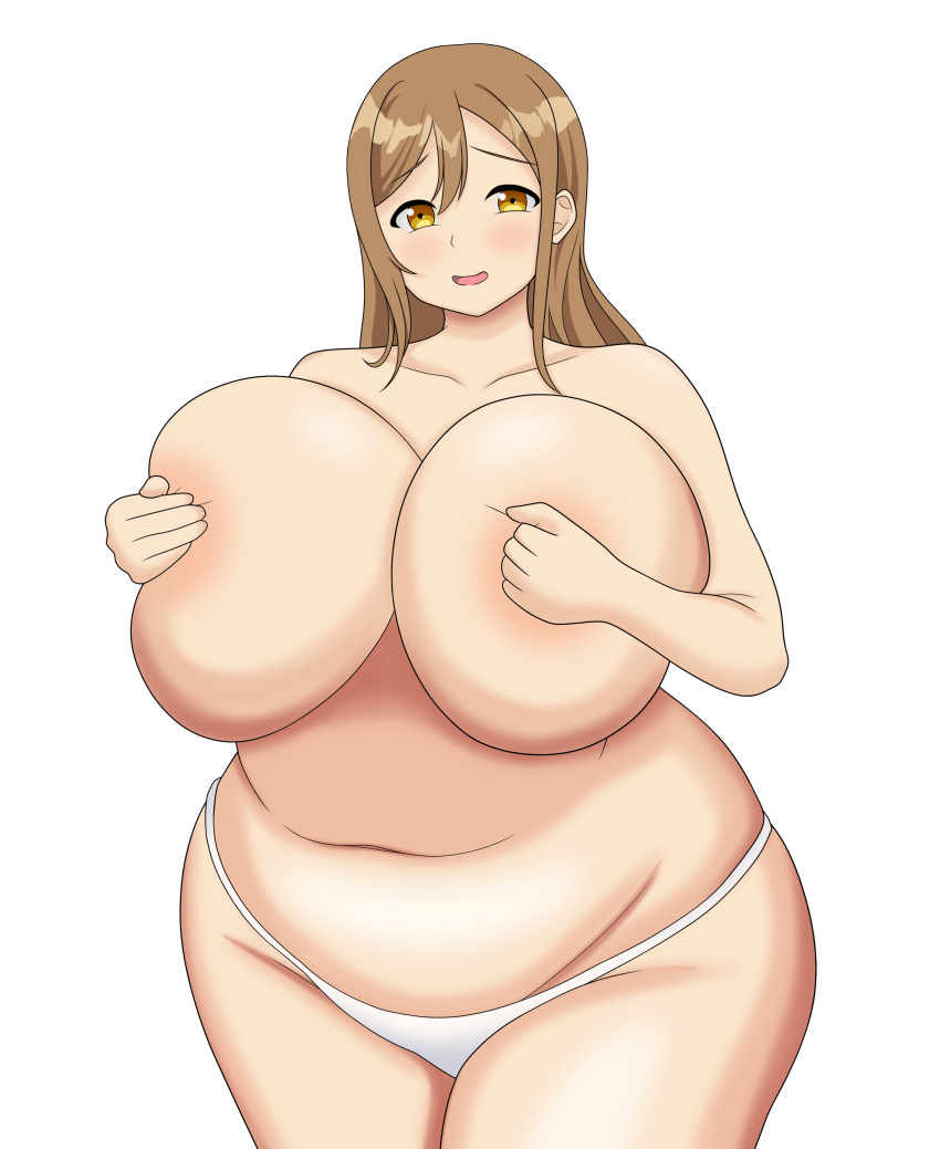 1girls brown_hair chubby chubby_female fat huge_breasts kunikida_hanamaru large_breasts love_live! love_live!_sunshine!! plump smolfei thick_thighs wide_hips