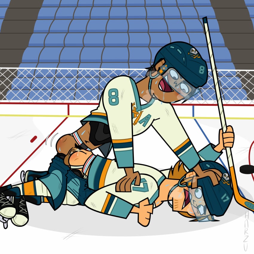 anal_sex big_penis gay gay_anal gay_sex hockey_gear hockey_stick ice_rink raj_(tdi) sweatdrop sweating total_drama_island total_drama_island_(2023) wayne_(tdi)