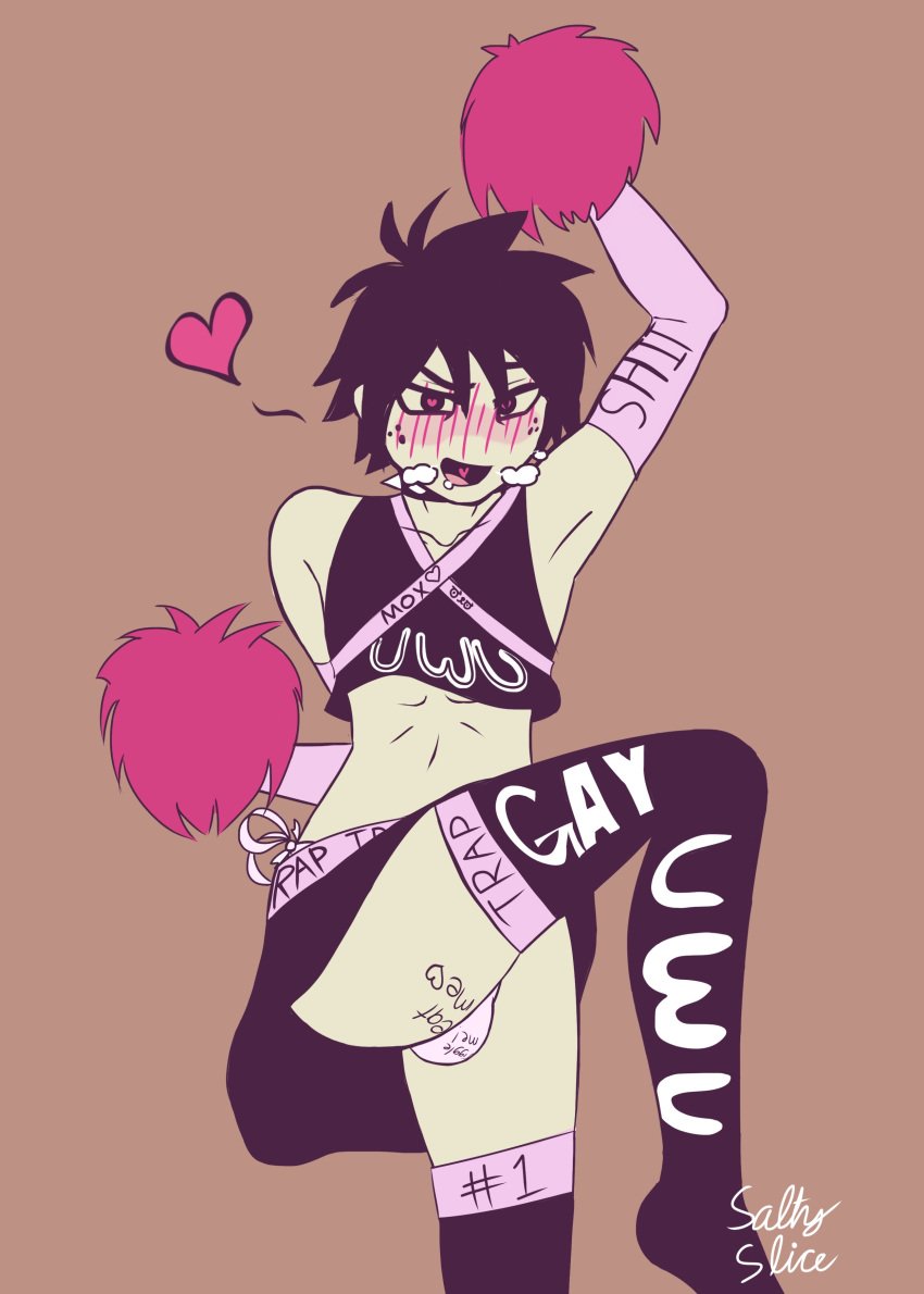 1boy cheerleader clothing femboy gay goth male_cheerleader mox saltyslice skirt stockings trap youtuber