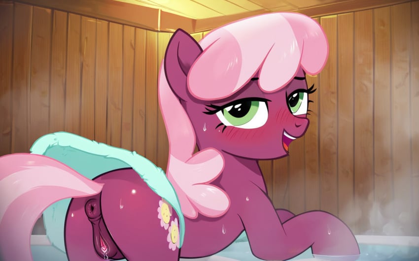 ai_generated animal_genitalia animal_pussy anus ass cheerilee_(mlp) cutie_mark earth_pony equid equine equine_genitalia equine_pussy friendship_is_magic hasbro horse mammal my_little_pony pink_hair pony pussy smile solo