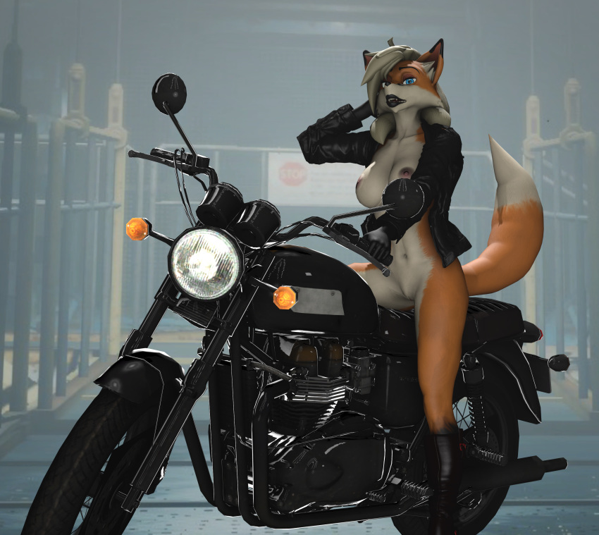 3d absurd_res anthro asenak_(artist) canid canine female fox furry hi_res humanoid mammal motorcycle pussy vehicle