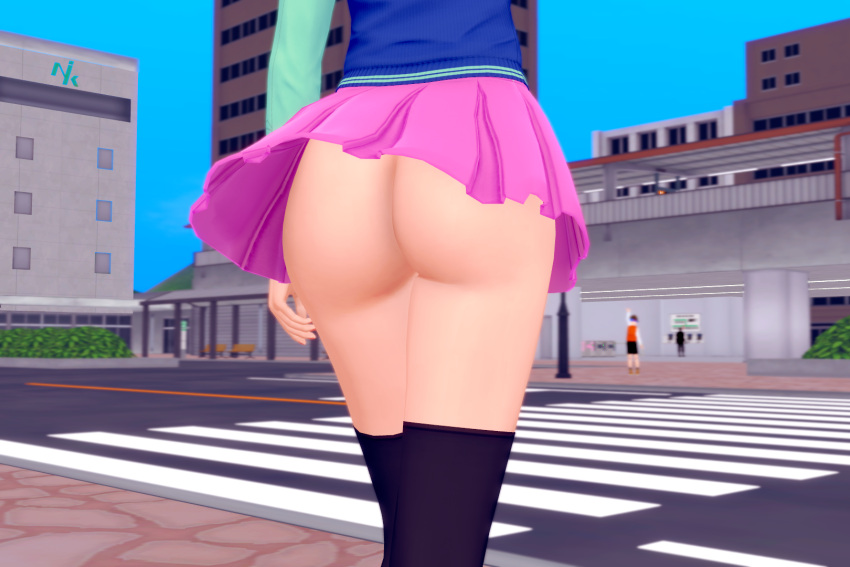 3d ass ass_focus dat_ass lan_hikari mayl_sakurai mega_man mega_man_battle_network no_panties street upskirt