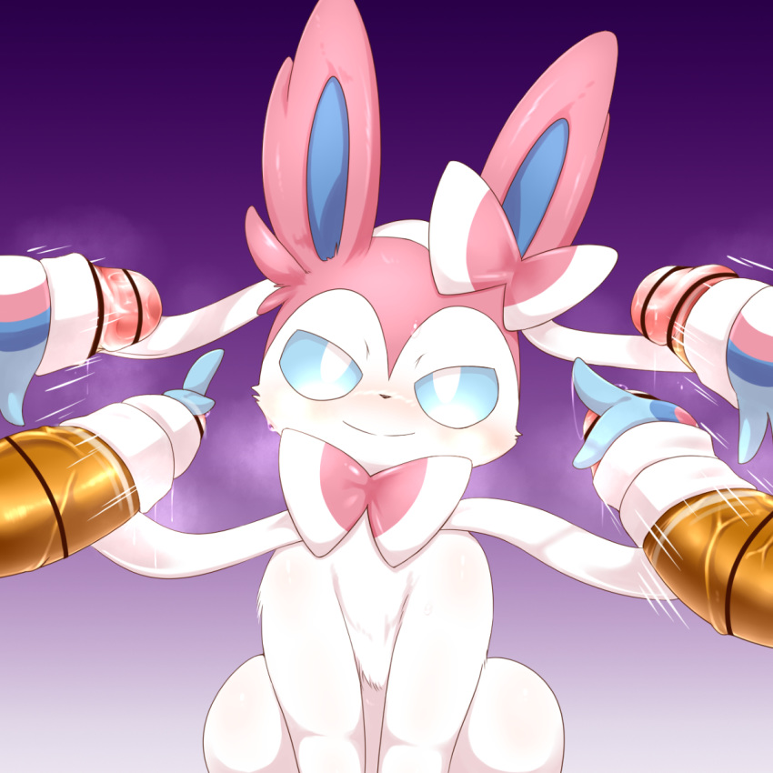 4boys alacarte ambiguous_gender big_penis blue_eyes blue_sclera bow canine dark-skinned_male dark_skin eeveelution female feral fluffy_ears fur furry group group_sex half-closed_eyes hi_res human interspecies male male_pov markings nintendo nude penis pink_fur pink_nose pink_tail pokémon_(species) pokemon pokemon_(species) pokemon_xy pokephilia pov precum ribbonjob ribbons saliva sitting snout socks_(marking) solo_focus sylveon video_games white_fur wide_hips