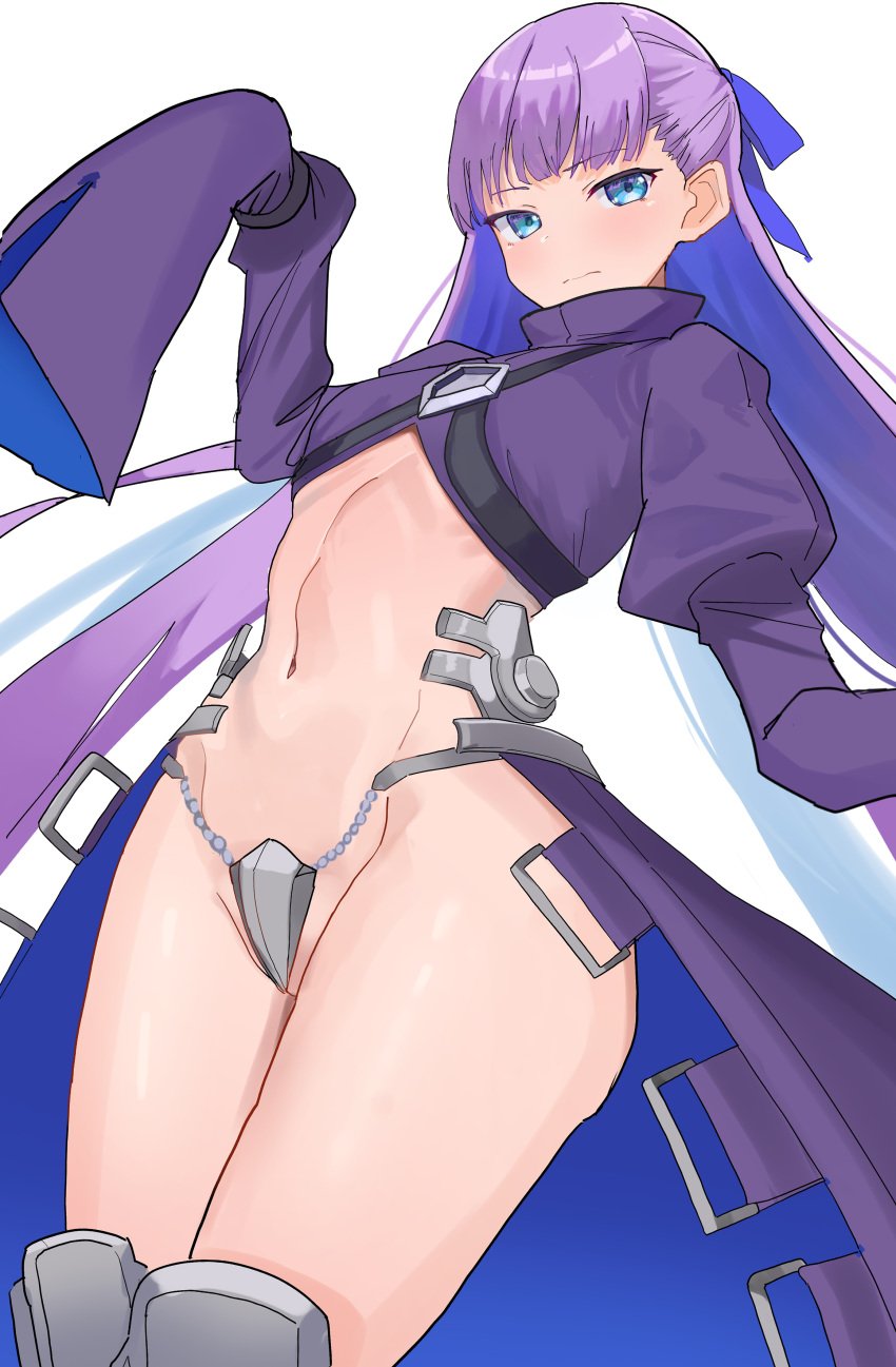 1girls absurd_res absurdres amepa_(ame_pinecandy) arm_up ass bare_legs bare_midriff bare_skin bare_thighs belly belly_button blue_eyes blue_eyes_female blush breasts closed_mouth dot_nose embarrassed embarrassed_female eyebrows_visible_through_hair fate/extra fate/extra_ccc fate_(series) female female_focus female_only groin hair_ornament hair_ribbon hand_up high_resolution highres legs light-skinned_female light_skin long_hair long_sleeves looking_at_viewer meltryllis meltryllis_(fate) naked naked_female navel nude nude_female petite petite_body petite_breasts petite_female petite_girl purple_hair purple_hair_female pussy simple_background slender_body slender_waist slim_girl slim_waist small_breasts solo standing thick_ass thick_thighs thighs thin_waist upper_body v-line very_long_hair white_background wide_hips