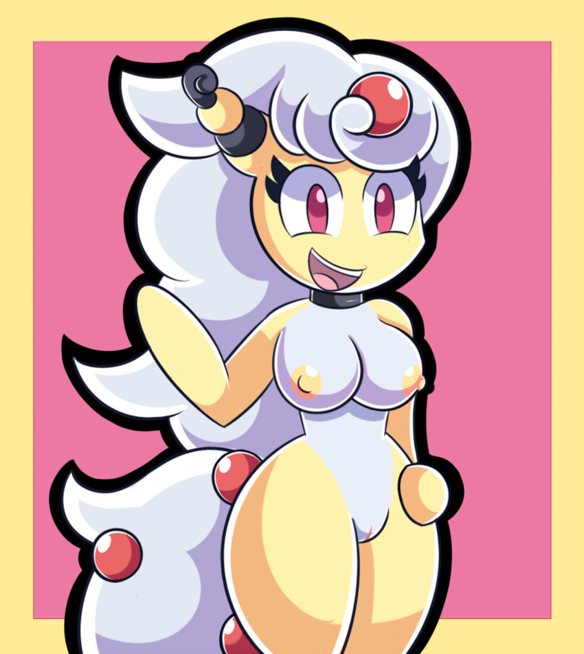 1girls 2019 ampharos anthro anthrofied ass big_breasts breasts collar dragon female female_only furry hair hi_res mammal mega_ampharos mega_evolution mintyspirit nintendo nipples nude open_mouth original_character pokémon_(species) pokemon pokemon_(species) pokemon_dppt pokemon_xy pussy red_eyes sasha_(jsc) scalie smile solo thick_thighs video_games white_hair wide_hips yellow_skin