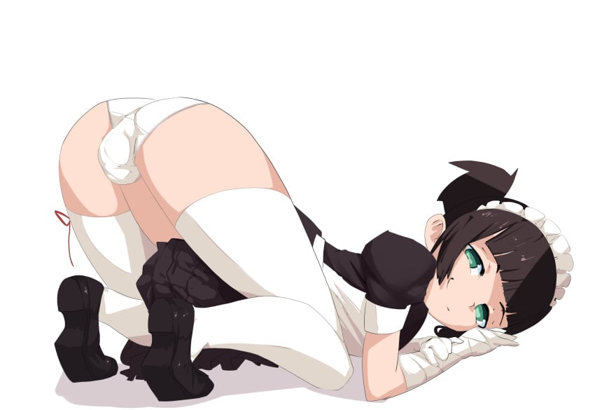 1boy absurdres ass bigppea bulge femboy highres maid maid_headdress maid_uniform male male_only panties solo