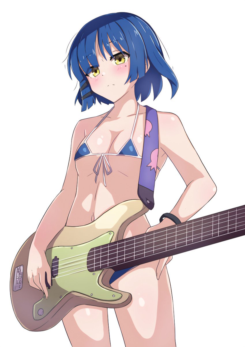 1girls ass bikini blue_hair blue_skin blush bocchi_the_rock! breasts female guitar happy human human_only ka-9 legs looking_at_viewer micro_bikini no_sex nude nude_female open_eyes open_mouth peace_sign pixiv short_hair small_breasts smile solo solo_female standing swimsuit tagme thick_thighs thighs white_background white_skin white_skinned_female yamada_ryou yellow_eyes