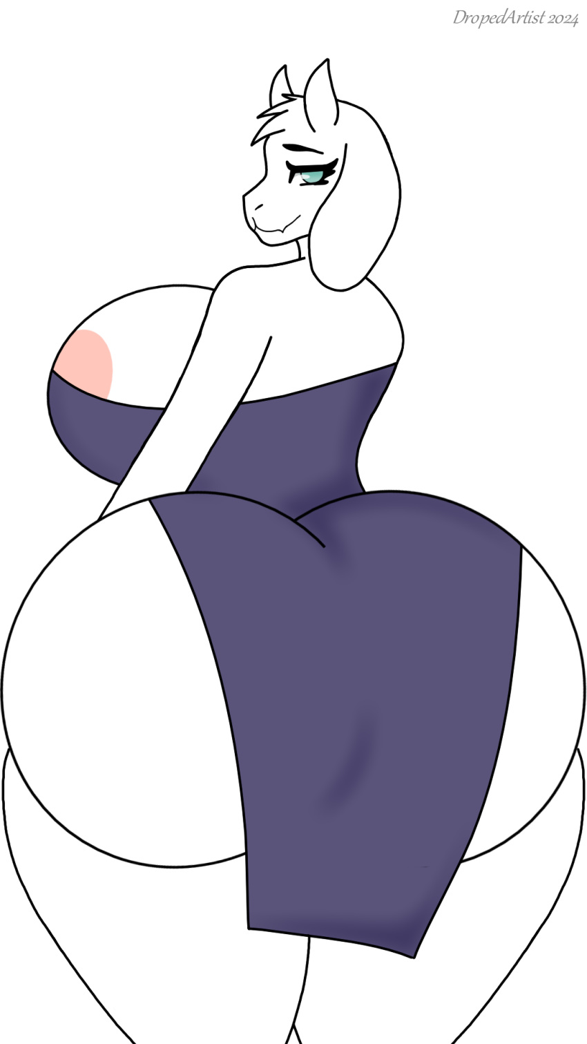 ass ass_bigger_than_breasts ass_bigger_than_head ass_focus barely_clothed big_ass big_breasts breasts bubble_butt dropedartist dumptruck_ass enormous_ass furry furry_female furry_only huge_ass huge_breasts looking_at_viewer mommy thick thick_ass thick_thighs toriel undertale undertale_(series)