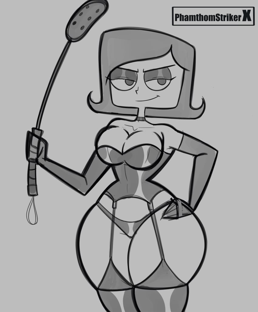 big_ass big_breasts breasts cartoon_network debbie_turnbull debs_turnbull dominatrix lingerie phamthomstrikerx riding_crop robotboy thick_thighs wide_hips