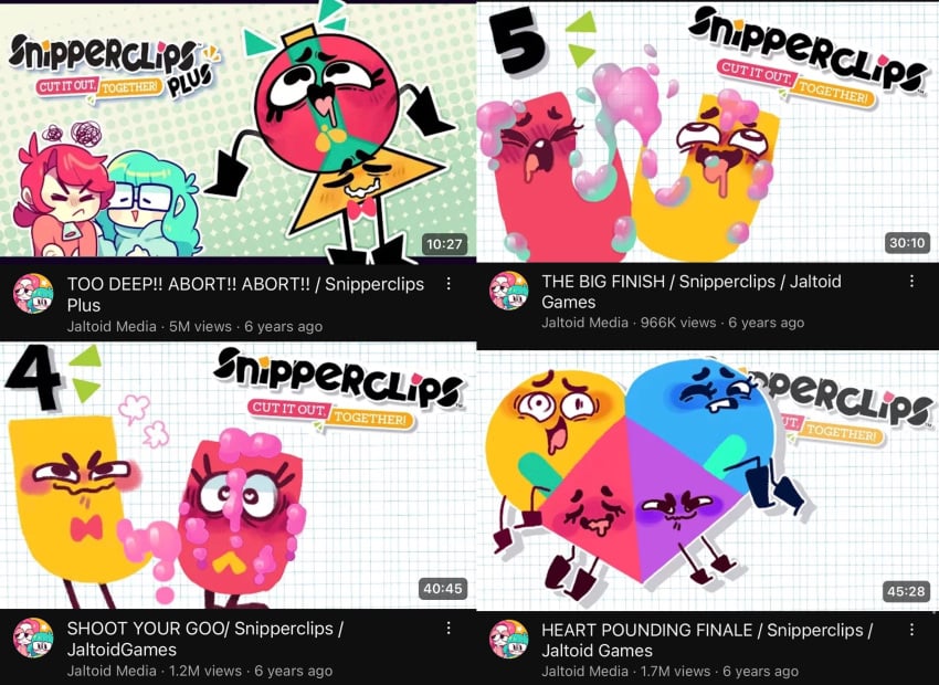 <3_eyes animate_inanimate boots bow_tie clip_(snipperclips) clothing cum cum_inside duo female female_penetrated footwear foursome genitals heart jaltoid male male_penetrating male_penetrating_female mrcbleck narrowed_eyes necktie no_outlines open_mouth penetration penis sex snip_(snipperclips) snipperclips straight surprise_cumshot surprised thumbnail video_games youtube youtuber