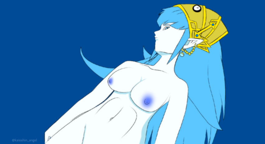 aeos blue_body blue_eyes blue_hair dragon_ball goddess kaioshin_angel nonude nude nude_female perfect_body pointy_ears pussy super_dragon_ball_heroes supreme_kai_of_time tagme time_power_unleashed_form_(dragon_ball)