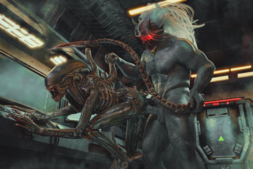 3d alien azog3d dbd dead_by_daylight demon kazan_yamaoka male_focus male_only male_xenomorph monster monster_sex penetration tail_grab the_oni the_oni_(dbd) xenomorph