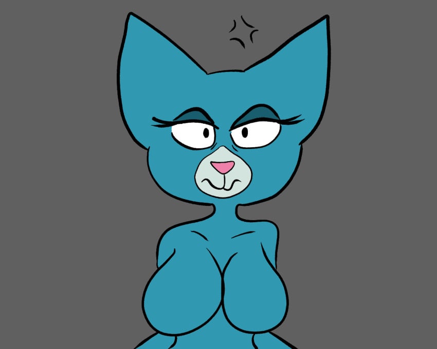 anthro big_breasts breasts cartoon_network digital_media_(artwork) domestic_cat eyeshadow felid feline felis female fur half-closed_eyes looking_at_viewer makeup mammal mary_senicourt mature_anthro mature_female michaelthecat narrowed_eyes simple_background solo the_amazing_world_of_gumball