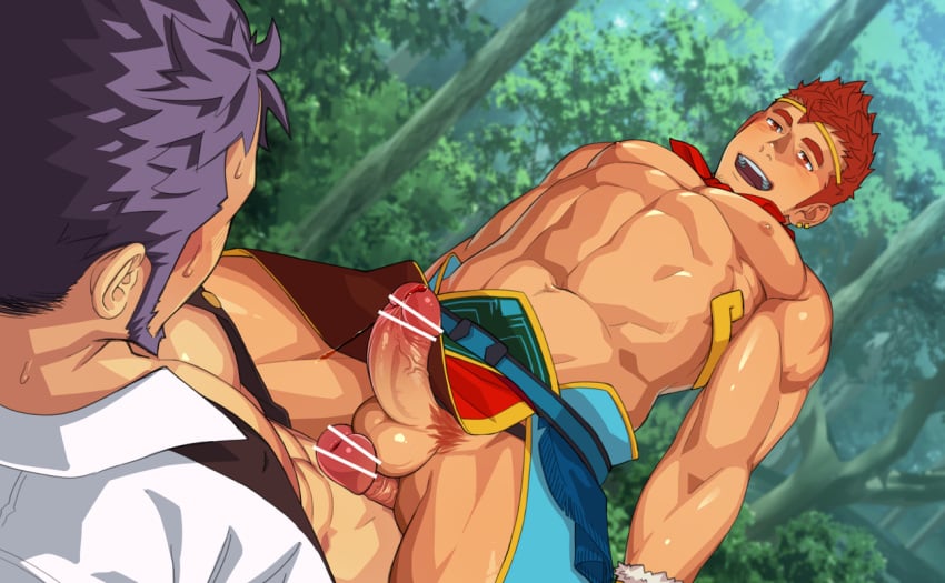 2boys abs bar_censor bara bare_pectorals beard black_male_underwear briefs censored cowgirl_position dark-skinned_male dark_skin erection facial_hair gay goatee gyee imminent_anal imminent_penetration interracial itto_(mentaiko) kong_(gyee) leaning_back long_sideburns looking_at_another male_focus male_pubic_hair male_underwear master_(gyee) mature_male multiple_boys muscular muscular_male navel nipples on_person open_clothes open_shirt orange_hair paid_reward_available pectorals penis penis_and_testicles_touching pubic_hair purple_hair revealing_clothes seductive_smile short_hair sideburns smile smug stomach straddling stubble testicles thick_thighs thighs underwear wind wind_lift yaoi