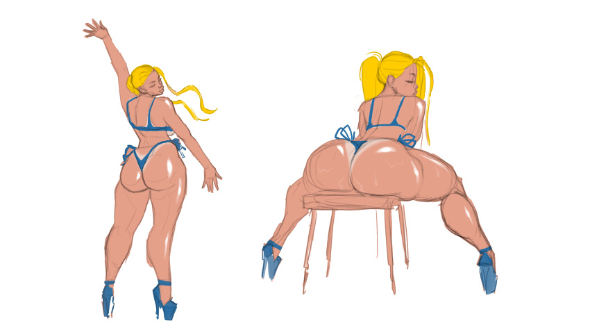 ass big_ass bimbo blonde_hair heels pink_blue_23 tan_body thick_thighs