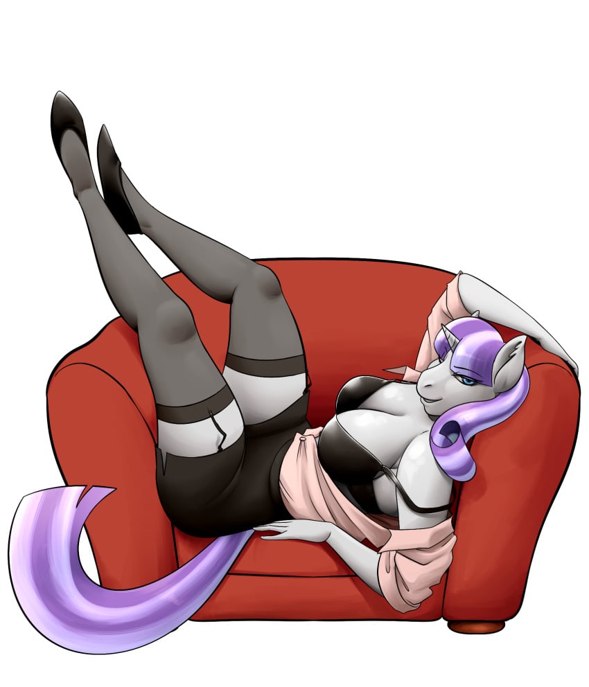 alpha_channel amara_burrger anthro anthrofied big_breasts breasts chair cleavage clothed clothing equid equine female friendship_is_magic furniture garter_straps hasbro hi_res legwear mammal mature_anthro mature_female my_little_pony mythological_creature mythological_equine mythology purple_hair simple_background solo thigh_highs twilight_velvet_(mlp) unicorn white_background white_hair