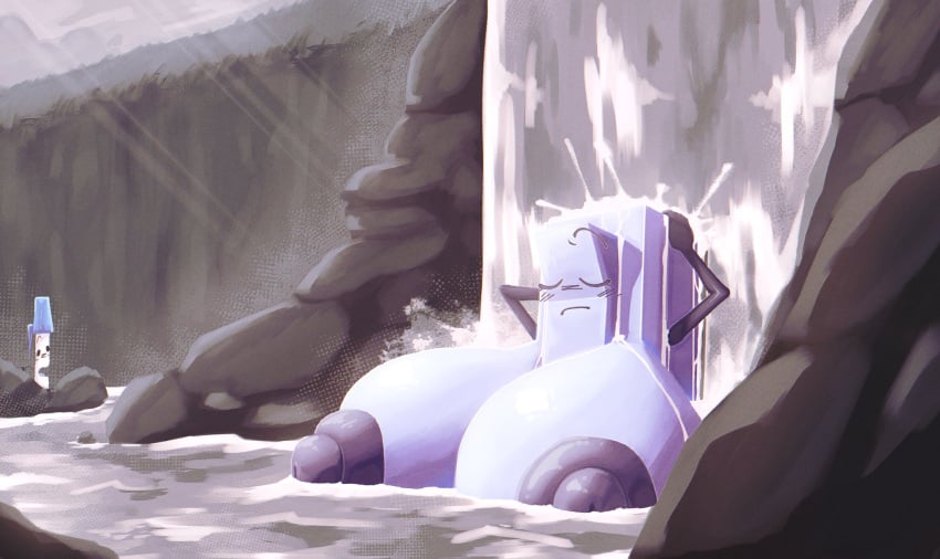 1boy 1boy1girl 1girls battle_for_dream_island bfb bfdi big_breasts blueruchka breasts color colored female liy_(bfdi) male nipples no_sex object_show object_shows one_(bfdi) outdoors outside pen_(bfdi) purple_nipples the_power_of_two tpot twitter_link water waterfall