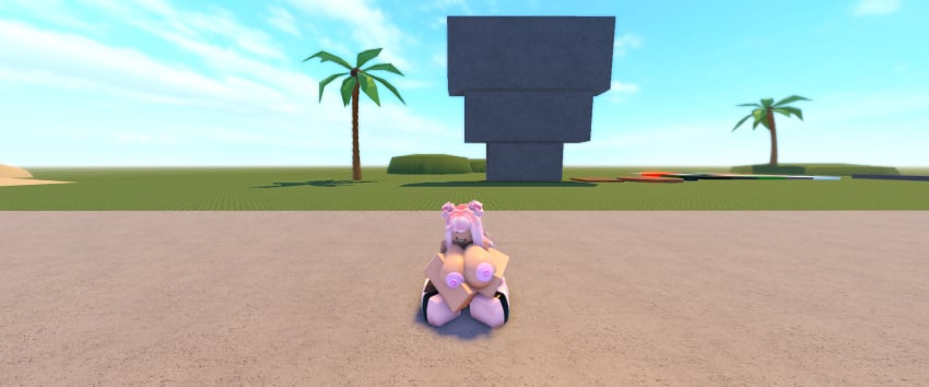 big_breasts pink_hair pink_nipples pussy roblox robloxian rubbing_pussy screenshot smirking touching_breast whorblox_adventure