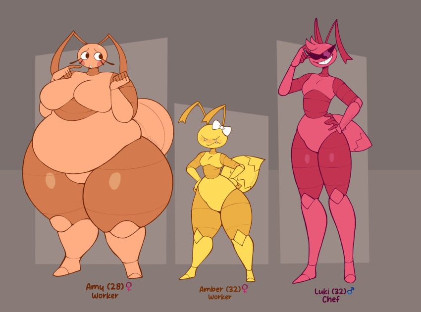 1boy 2girls amber_(dozighost) amy_(dozighost) big_breasts breasts dozighost luki_(dozighost) oc original original_characters tagme thick_thighs wide_hips