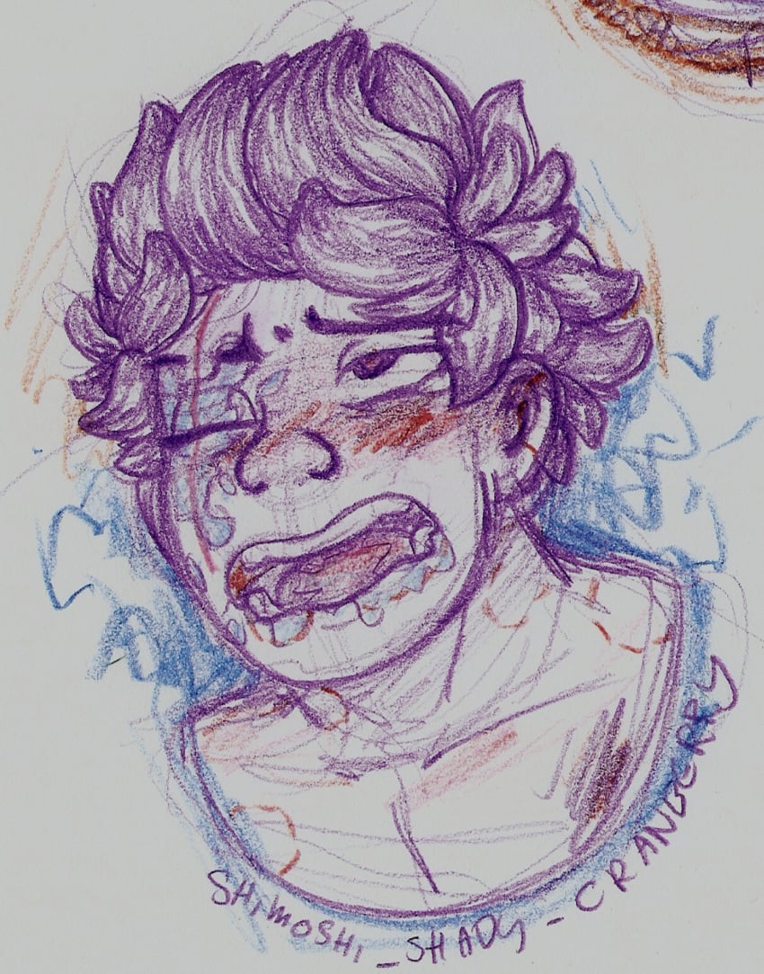 bite_marks bruise bruises kai_(ninjago) lego male male_only ninjago one_eye_closed open_mouth shimo_shady_cranberry sketch