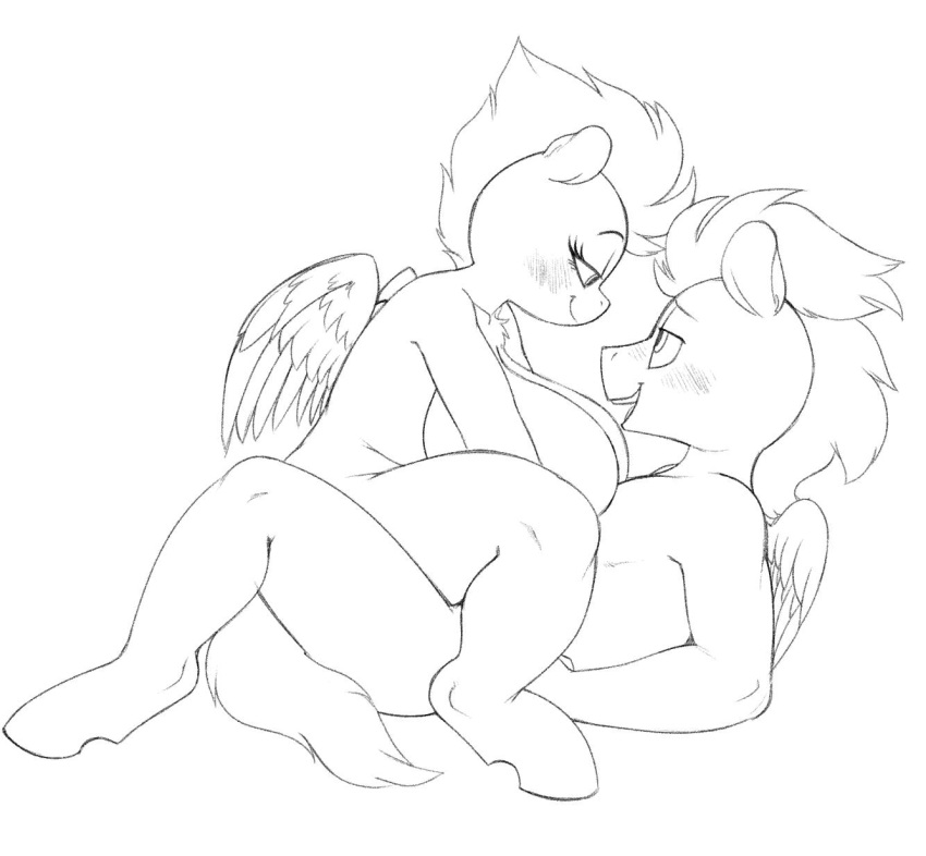 2019 big_breasts blush breasts equid equine female friendship_is_magic hi_res imminent_sex male mammal mcsweezy monochrome my_little_pony pterippus sex sketch smiling soarin_(mlp) spitfire_(mlp) straight thick_thighs wonderbolts_(mlp)