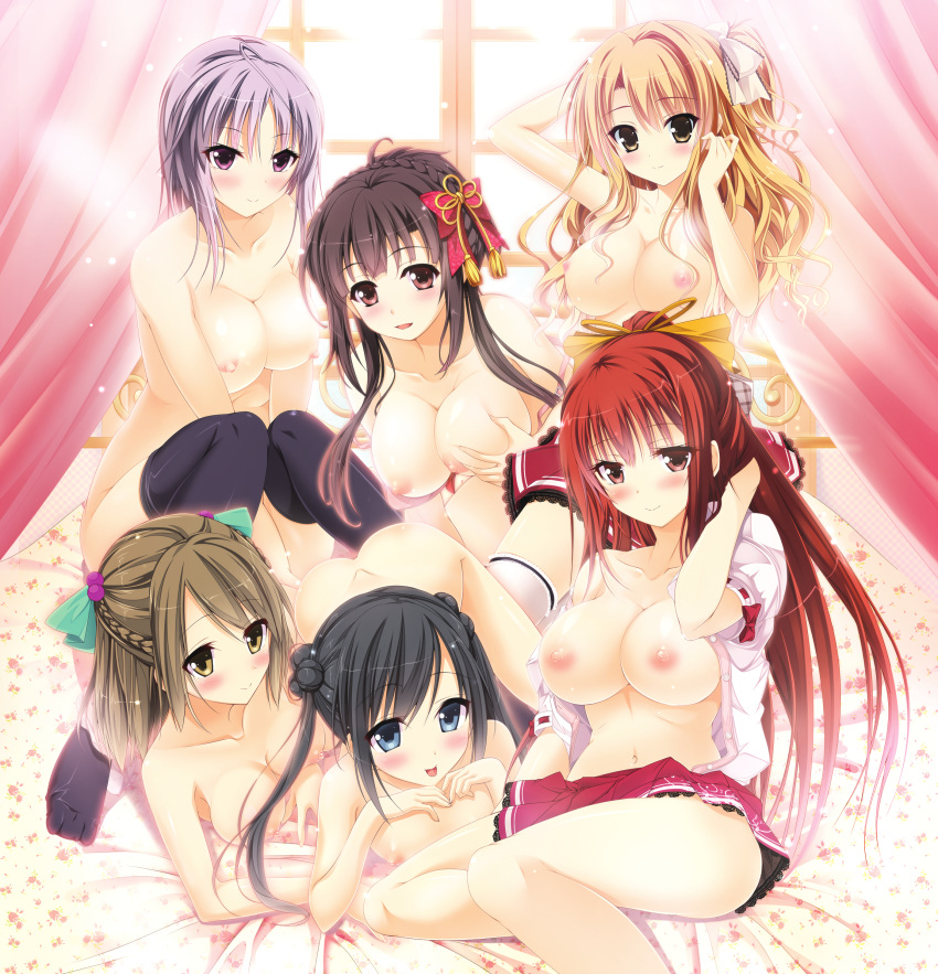 6girls bed big_breasts character_request ecchi_de_hentai!_yakimochi_ojou-sama!! ensemble_sweet eroge everyone medium_breasts tagme visual_novel