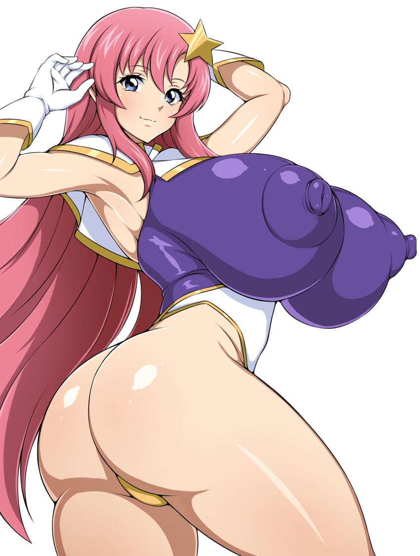 1girls absurd_res absurdres arched_back armpits ass bare_shoulders big_ass big_breasts blue_eyes bubble_ass bubble_butt busty cameltoe cleavage dat_ass erect_nipples erect_nipples_under_clothes female female_focus female_only gloves gundam gundam_seed gundam_seed_destiny hair_ornament hairclip hi_res highres huge_ass jabara_tornado large_ass large_breasts light-skinned_female light_skin long_hair looking_at_viewer looking_back meer_campbell mobile_suit_gundam nipple_bulge pale-skinned_female pale_skin pink_hair skimpy skimpy_clothes smile smiling smiling_at_viewer solo solo_female solo_focus standing thick_thighs thighs voluptuous voluptuous_female white_background white_gloves