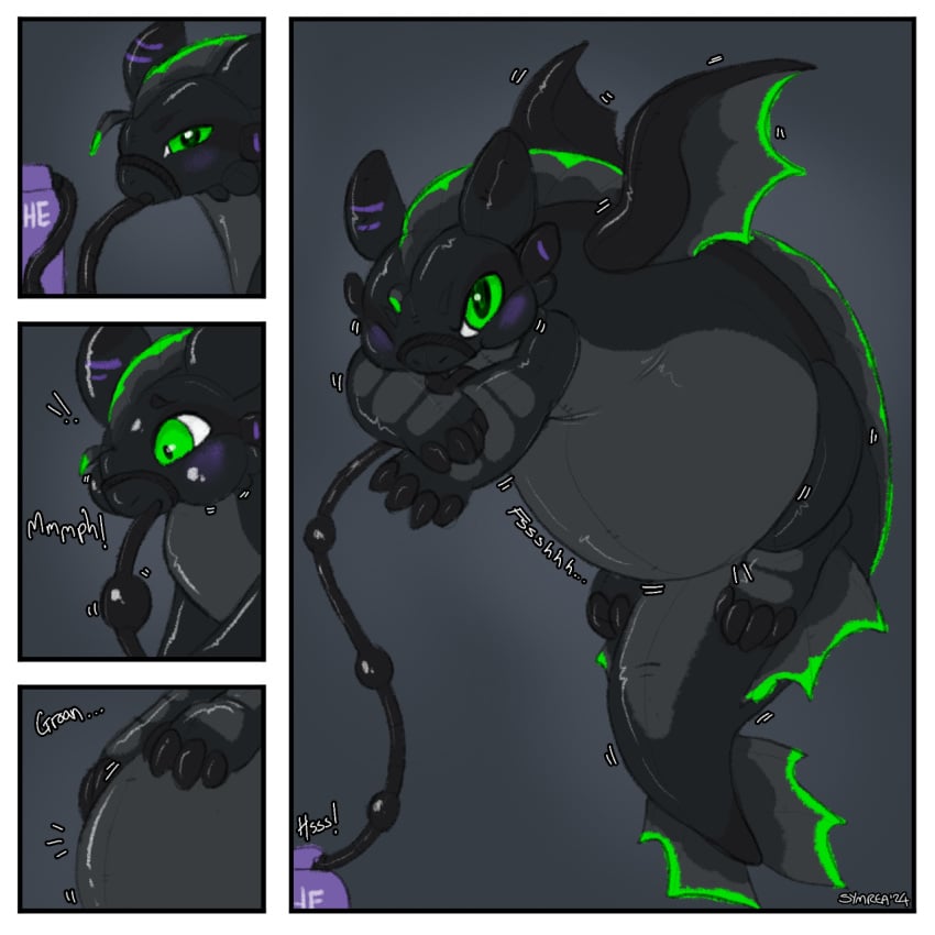 animate_inanimate black_body blush comic dragon furry green_eyes hi_res inflatable inflation living_inflatable male membrane_(anatomy) membranous_wings mythological_creature mythological_scalie mythology pool_toy scalie symrea wings