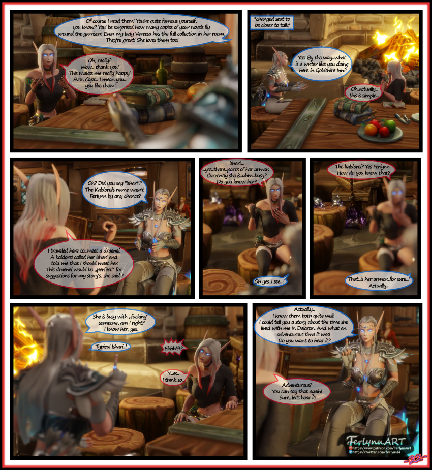 3d blood_elf comic dialogue draenei draenei_futa english_text female ferlynn futa_on_female futanari high_elf ishari self_upload text world_of_warcraft