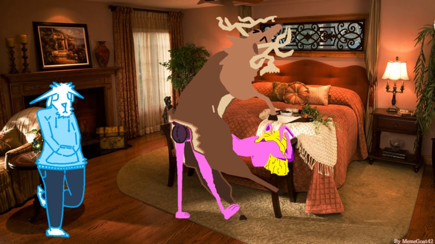 1girls 2boys anthro antlers anus arched_back ass balls balls_deep big_balls blonde_hair bodily_fluids bovid breasts brown_body brown_fur buck_(disambiguation) caprine closed_eyes clothed clothing cuckold cum cum_in_pussy cum_inside deer doggy_style dominant dominant_male dripping duo_focus feet female feral from_behind_position fur genital_fluids genitals goat group group_sex hair hi_res hoodie hooves horn hotel infidelity inside lagomorph leporid looking_down male male/female mammal memegoat42 nipples no_humans nude orgasm orgasm_face penetration penny_(goat) photo_background photography_(artwork) pink_body pink_fur pink_nipples plump_balls poor_quality presenting presenting_hindquarters purple_genitals pussy_juice rabbit raised_tail rear_admiral_position rear_view sad sex size_difference straight submissive submissive_female submissive_male tail tail_tuft threesome topwear trio tuft vaginal_penetration voyeur white_body white_fur