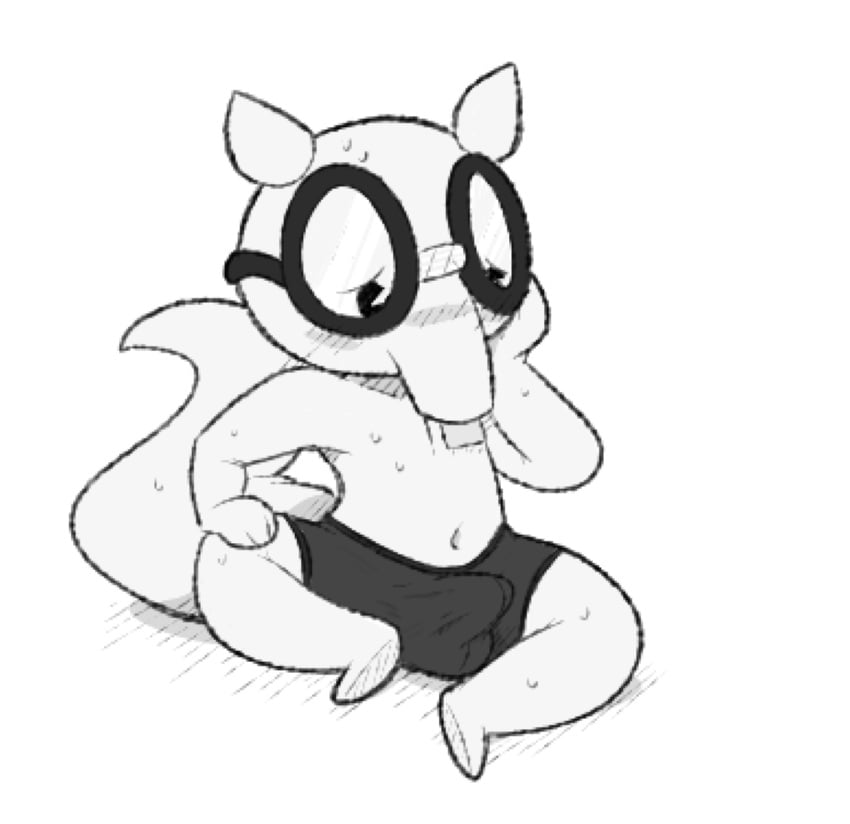 anteater anthro balls blush bulge clothed clothing erection erection_under_clothes eyewear glasses happy_tree_friends long_snout male male_only mammal penis pilosan sailewder simple_background sniffles_(htf) snout solo underwear xenarthran