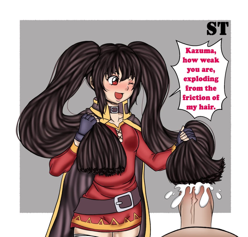 brushjob hairjob kono_subarashii_sekai_ni_shukufuku_wo! megumin satou_kazuma steca thelazyart