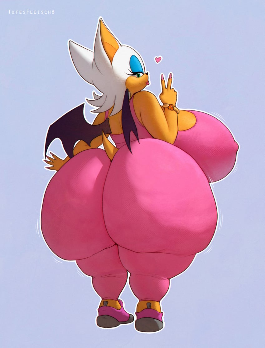 1girls alternate_ass_size alternate_body_type alternate_breast_size anthro ass_bigger_than_head bbw breasts_bigger_than_head cellulite enormous_ass fat_ass furry huge_ass huge_breasts hyper hyper_ass hyper_breasts rouge_the_bat shortstack sonic_(series) totesfleisch8 v yoga_pants