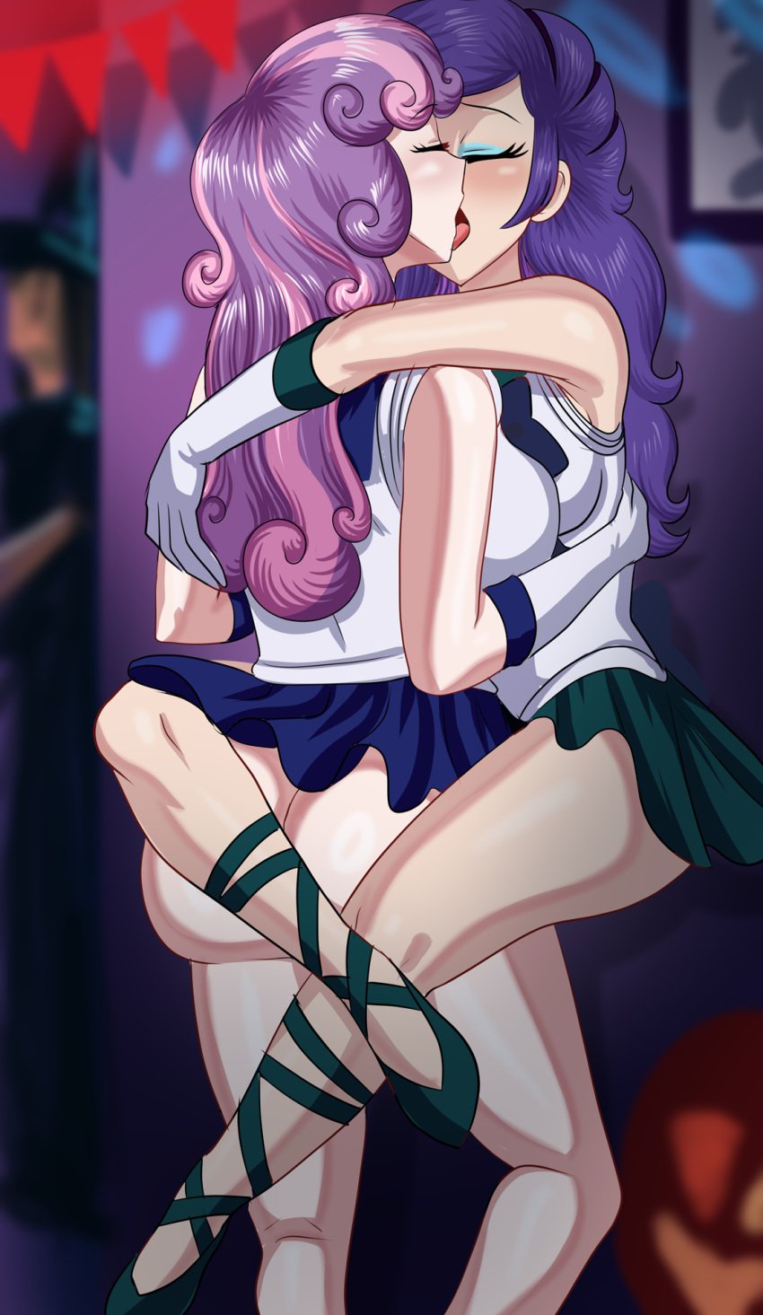 2girls against_wall age_difference aged_up ass big_ass big_breasts busty closed_eyes cogbrony equestria_girls eyeshadow french_kiss halloween halloween_costume halloween_party incest kissing leg_lock legs_around_waist lesbian_couple lesbian_kiss my_little_pony older_female party rarity_(eg) rarity_(mlp) sailor_collar sailor_neptune sailor_uniform sailor_uranus sisters sloppy_kiss sweetie_belle_(mlp) yuri