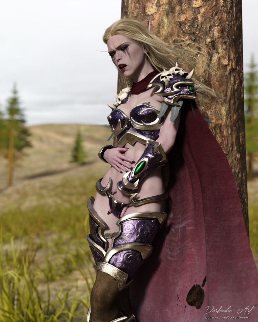 1girls 3d athletic_female big_breasts blizzard_entertainment clothed_masturbation darken_den fingering fingering_self forsaken masturbation sylvanas_windrunner undead undead_(warcraft) warcraft world_of_warcraft