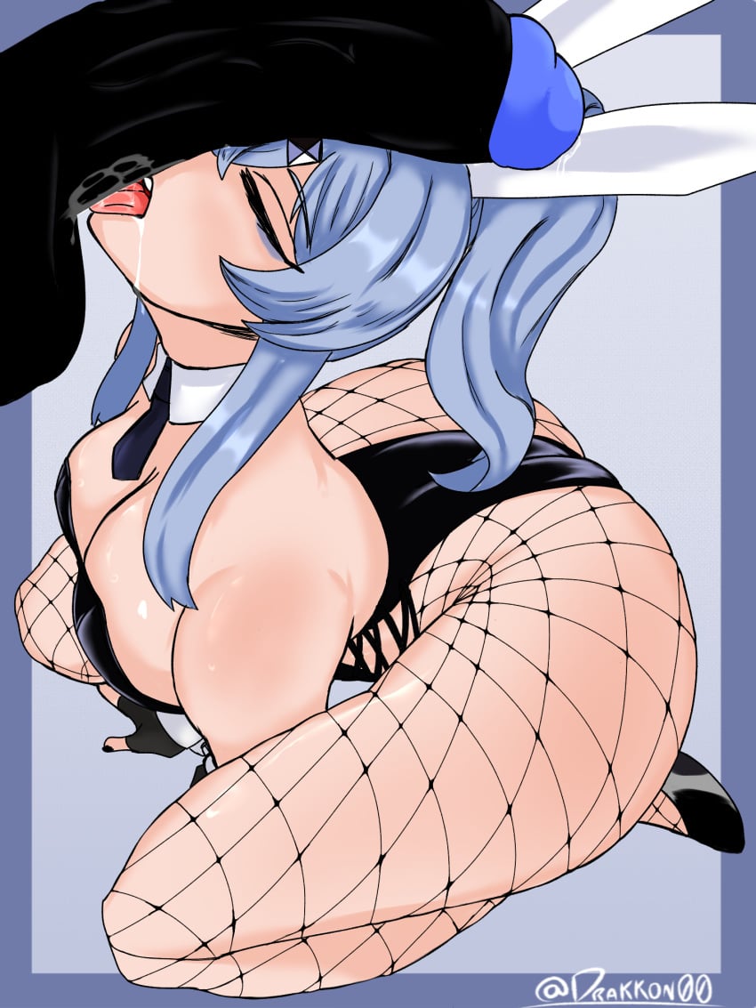 ambura atko atkoart big_ass big_breasts big_penis big_thighs blue_hair bunny_girl bunnysuit crouching crouching_female drakkon00 erection licking licking_penis original original_character saki_(theatko) submissive submissive_female the_atko thick_thighs tongue uncensored