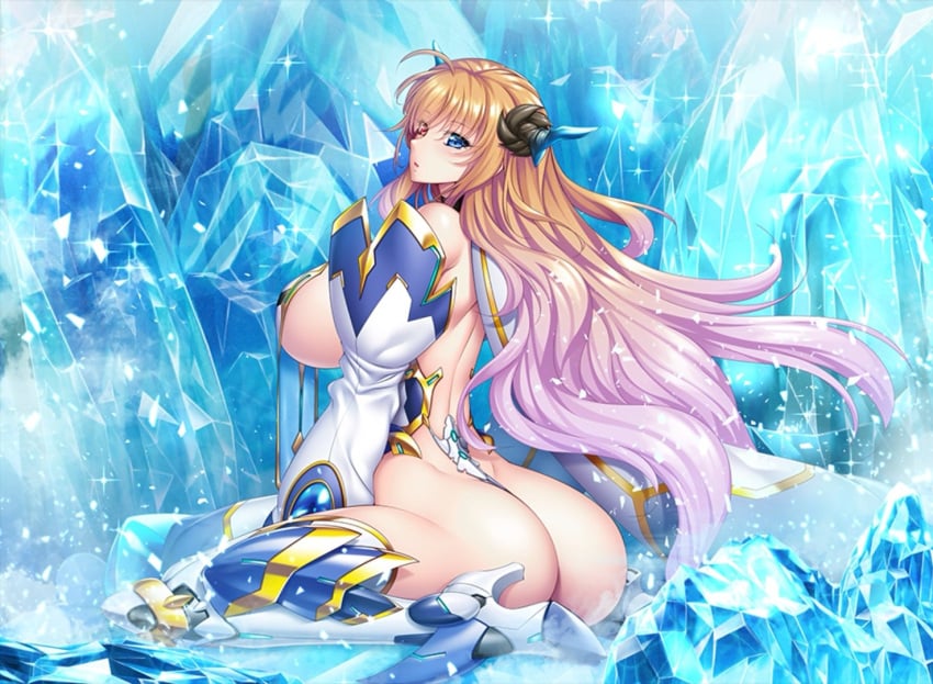 blonde_female blonde_hair blonde_hair female female_only heavenly_ass horns huge_breasts light-skinned_female light_skin long_hair oni oni_female oni_horns onizaki_kirara onizaki_kirara_(future) taimanin_(series) taimanin_rpgx