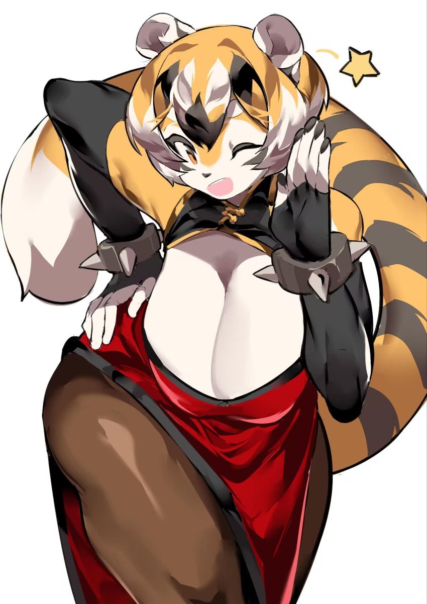 big_breasts breasts cleavage female furry huge_breasts mei_xiang mx99926 thick_thighs tiger_girl wide_hips