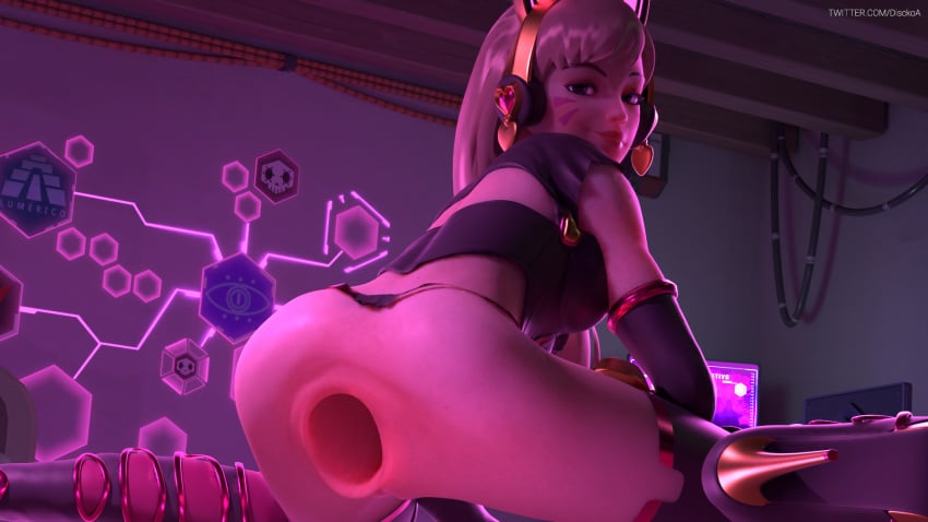 3d after_anal alternate_costume anal anal_gape anus black_cat_d.va blender blizzard_entertainment blonde_hair bottomless castillo_(map) cat_ear_headphones cat_ears d.va discko elbow_gloves female gaping gaping_anus gifdoozer's_black_cat_d.va gloves headphones high_heel_boots high_heels overwatch platform_footwear revealing_clothes shoes squatting whisker_markings