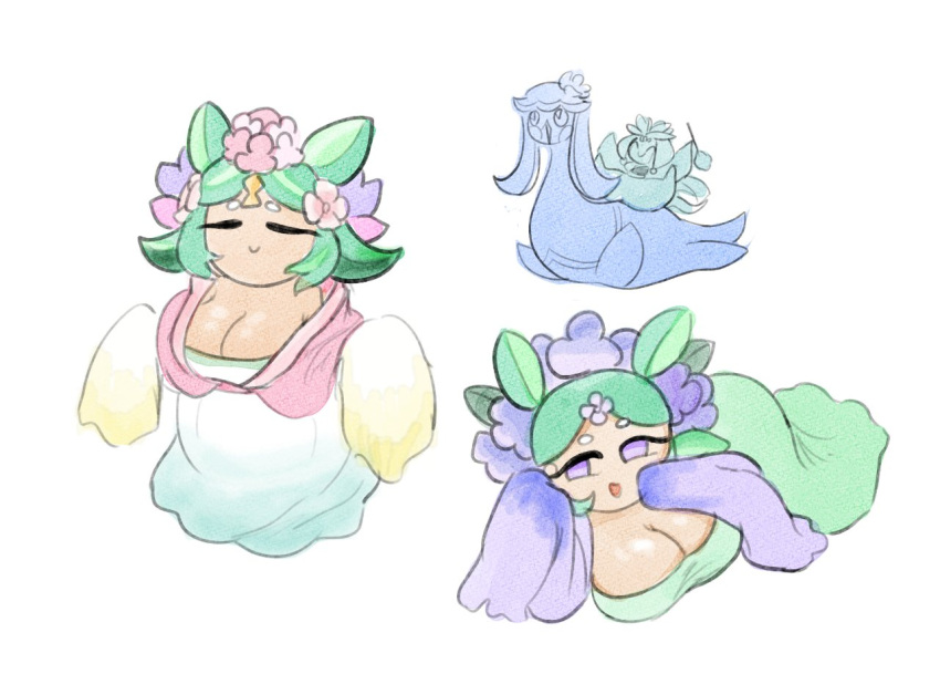 1girls big_breasts breasts clothing cookie_run cookie_run_ovenbreak dracoarcto female flower_in_hair green_hair hydrangea_cookie no_sex plant_humanoid purple_eyes tagme thick_thighs voluptuous