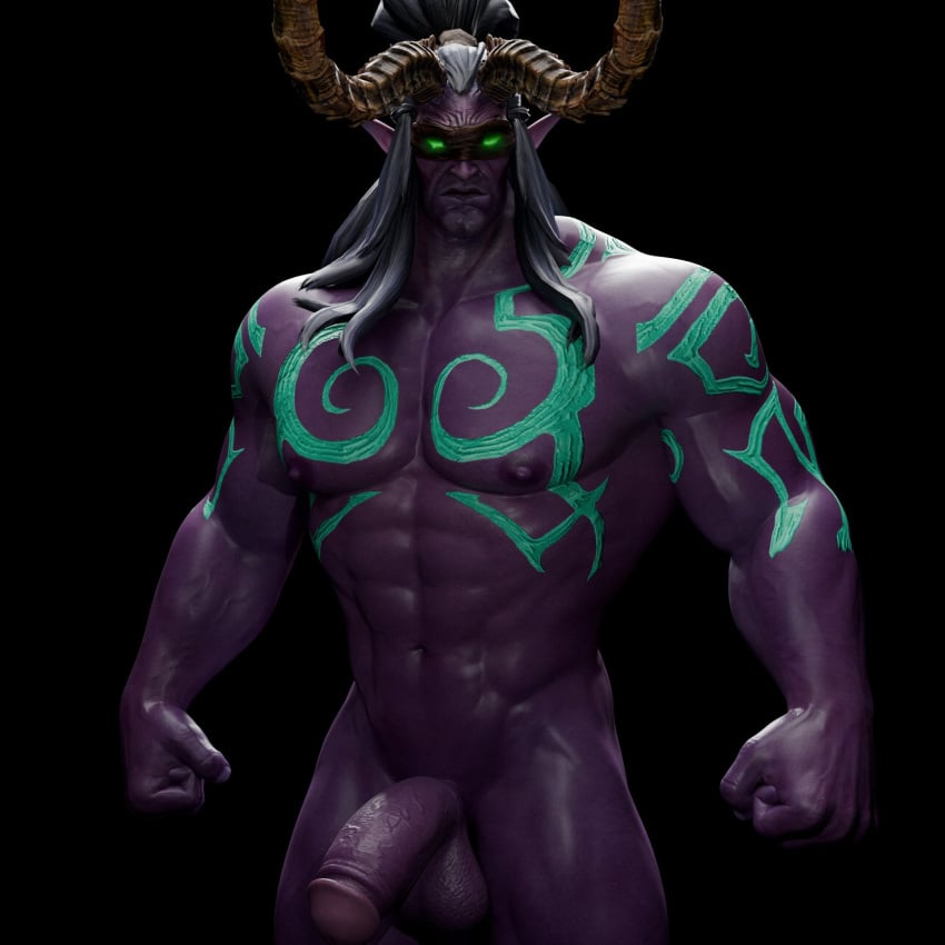 1boy balls bara barazoku big_balls big_penis fat_cock illidan_stormrage male male_focus male_only muscular muscular_male penis solo solo_focus solo_male voluox world_of_warcraft