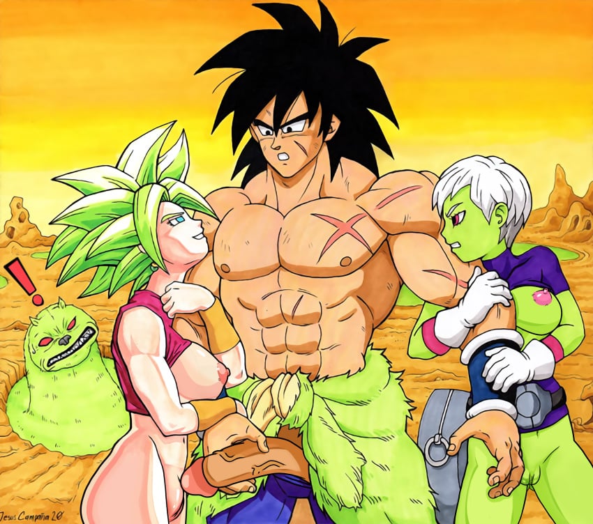 ! 1boy 2020 2girls :o ? abs alien_girl alternate_version_at_source alternate_version_available arm_grab artist_name biceps black_eyes black_hair bottomless breasts breasts_out broly cheelai confused dragon_ball dragon_ball_super erect_nipples erection exposed_breasts facial_scar female fusion glaring gloves green_fur green_hair green_skin half-closed_eyes humanoid kefla larger_male legendary_super_saiyan looking_at_another looking_confused looking_up muscles muscular muscular_male nipples pencil_(artwork) penis penis_grab penis_out potara_earrings purple_pants purple_shirt purple_shorts pussy red_eyes saiyan scar shirt shirt_up short_hair simple_background smaller_female spiky_hair super_saiyan surprised teeth thick_ass thick_legs thick_thighs topless topless_male vagina vampa_beast watermark white_gloves white_hair wristband wristwear