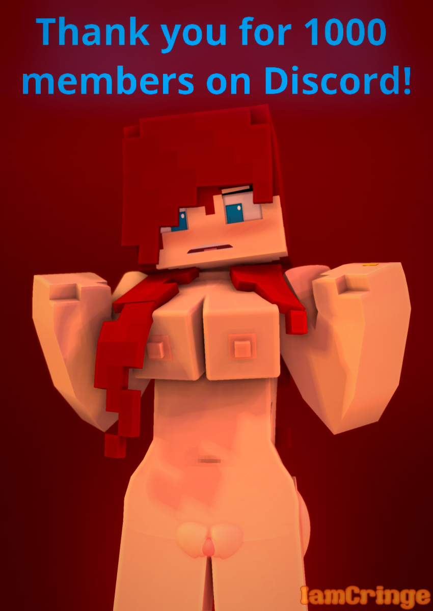 1girls 3d blue_eyes cubic_breasts female horny_female human_female iamcringe mine-imator minecraft nude nude_female red_hair rosie_oriante_(iamcringe) solo tagme twin_braids