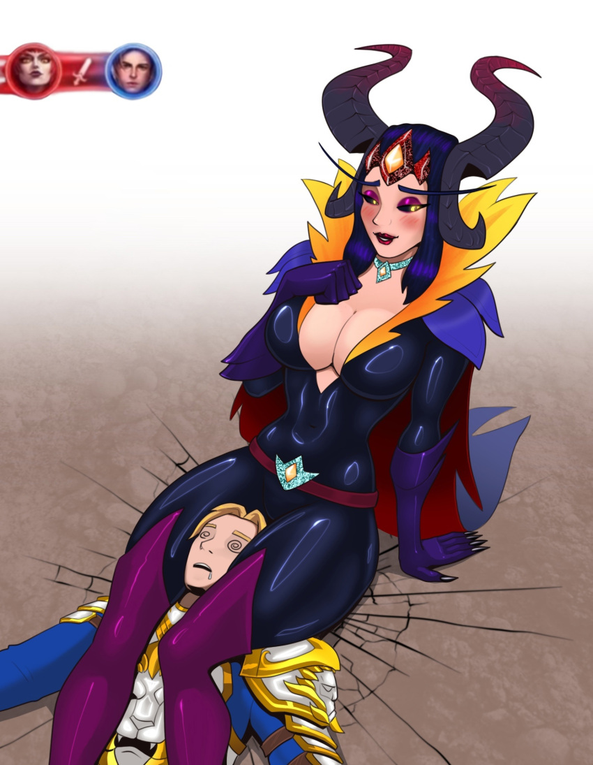 alexstrasza anduin_wrynn big_breasts heroes_of_the_storm latex latex_suit mommy spacemaxmarine thick_thighs thigh_grab warcraft